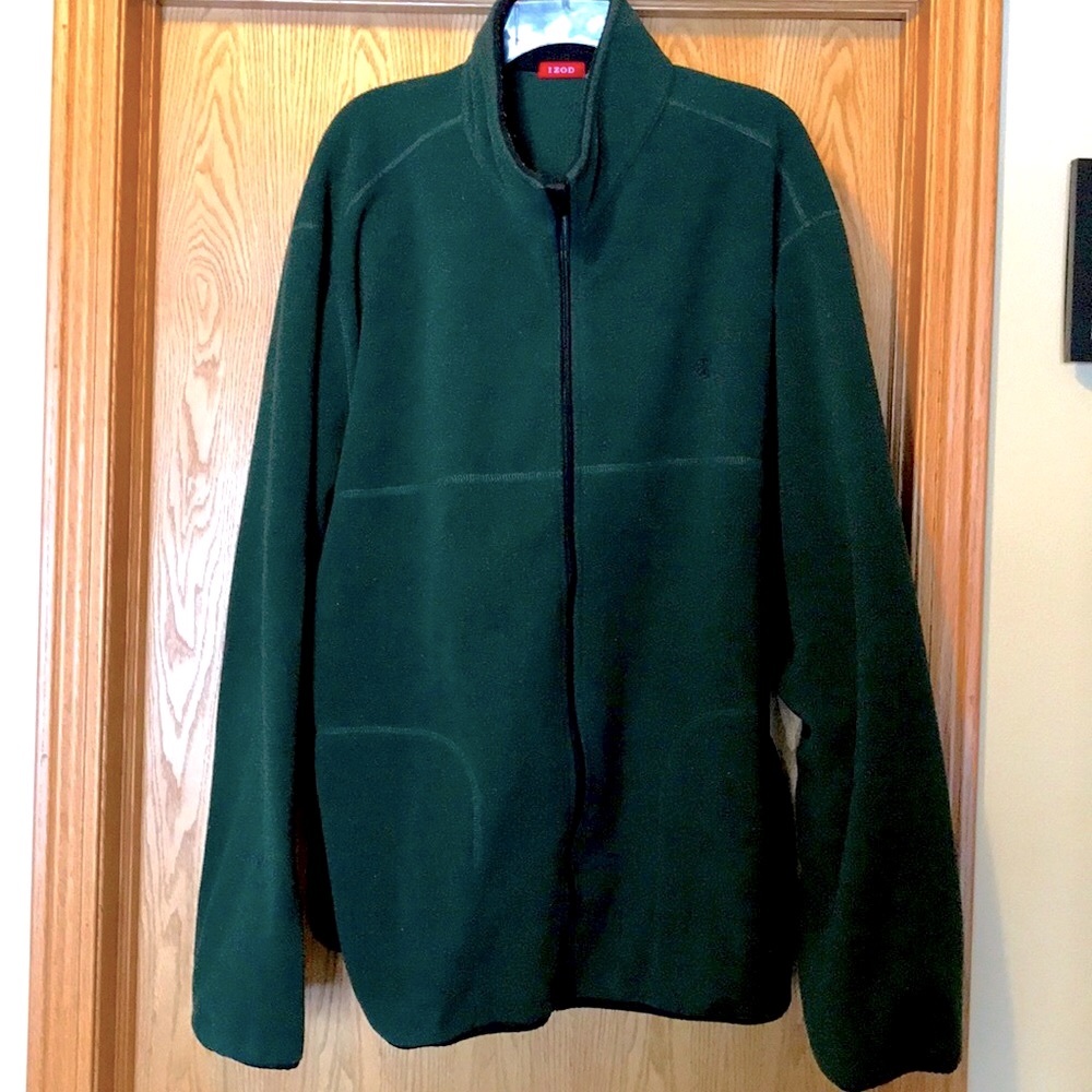 Izod 2XLT Men's big & tall fleece jacket full zip emerald green GUC